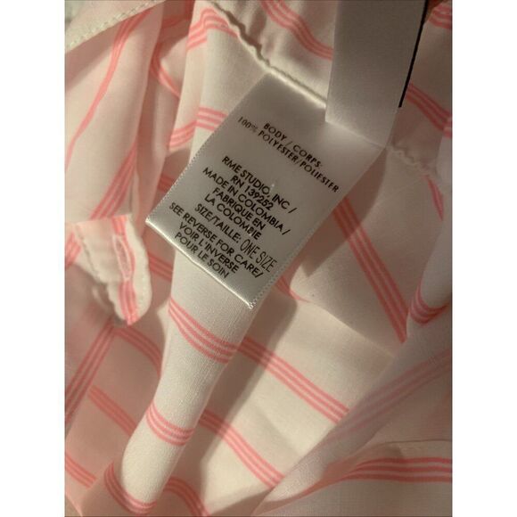 little peixoto Revolve Pink White Striped Long Sleeve Maxi Shirt Dress One Size - Picture 4 of 5